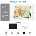 thumbnail image 4 of V1Pro 16 Inch 2.5K Portable Gaming Monitor – 144Hz IPS Display with FreeSync, USB-C & Mini HDMI for Laptop, Mac, PS5, Xbox, Switch (Sliver), 4 of 13