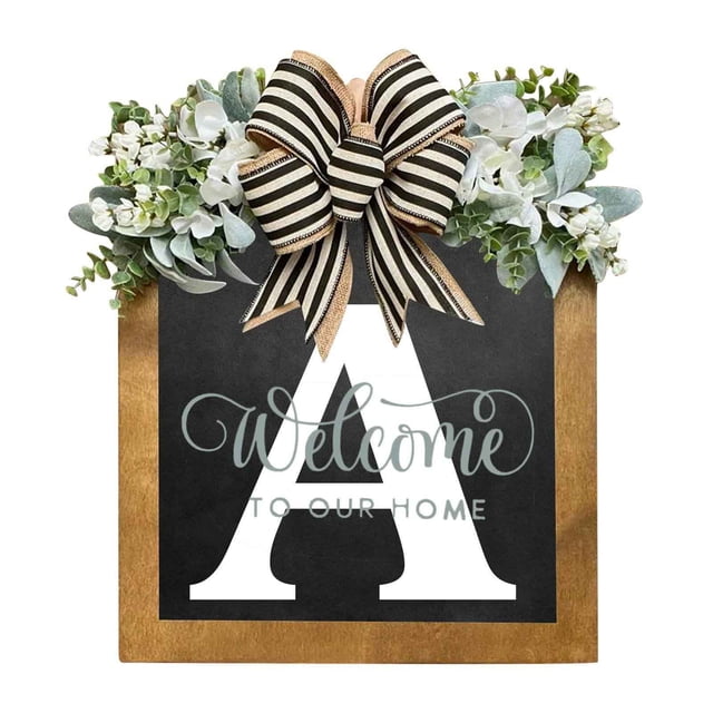 RXIRUCGD Last Name Year Round Front Door Wreath Decorative Hanging Plaques In Front Of The Door