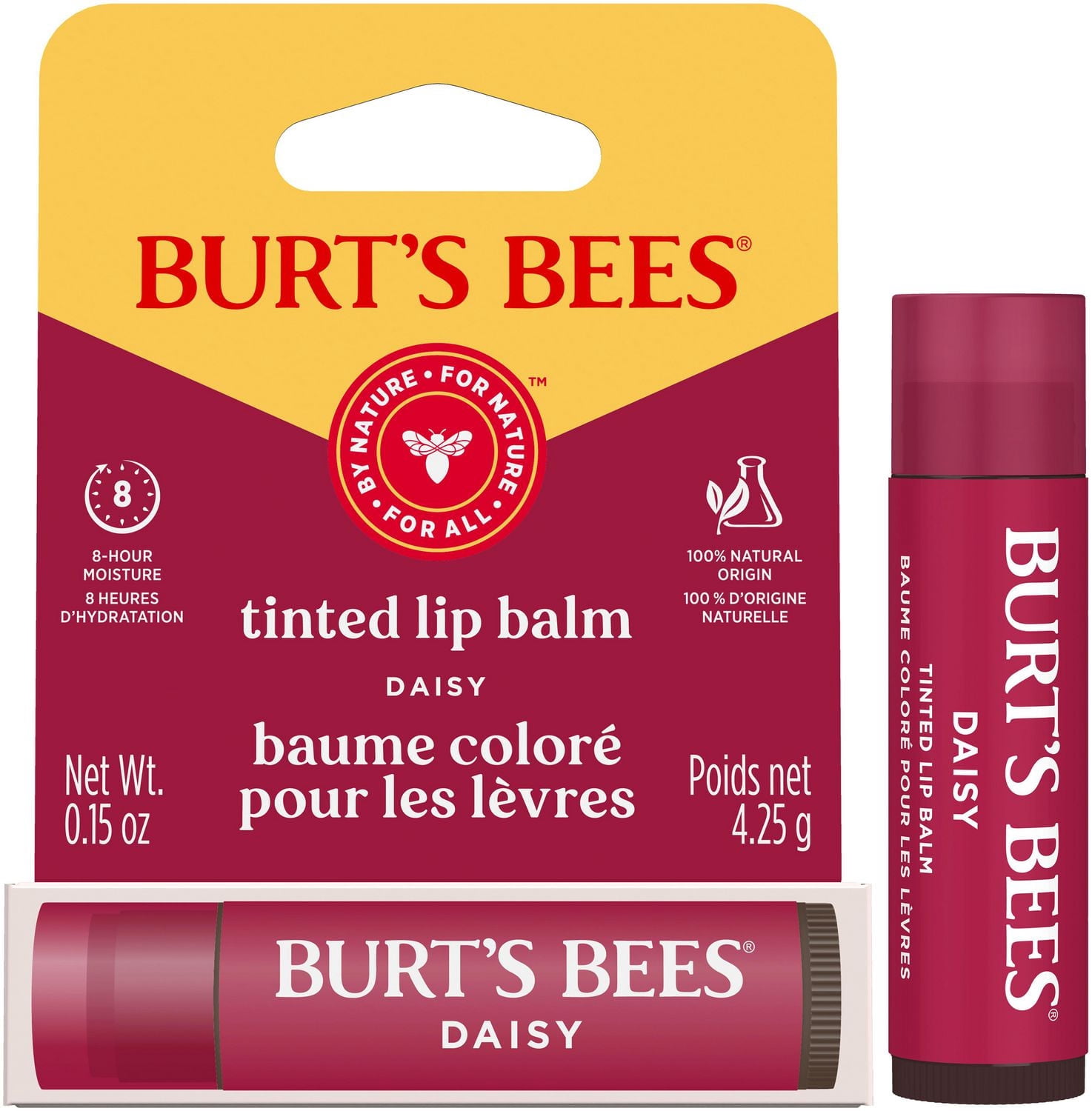 Baume hydratant coloré pour les lèvres 100 % d’origine naturelle de Burt's Bees®, Daisy avec beurre de karité — 1 tube