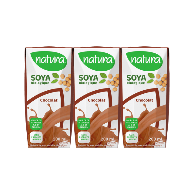 Natura, Mini boisson de soja, au chocolat, biologique, 200ml, paquet de 3