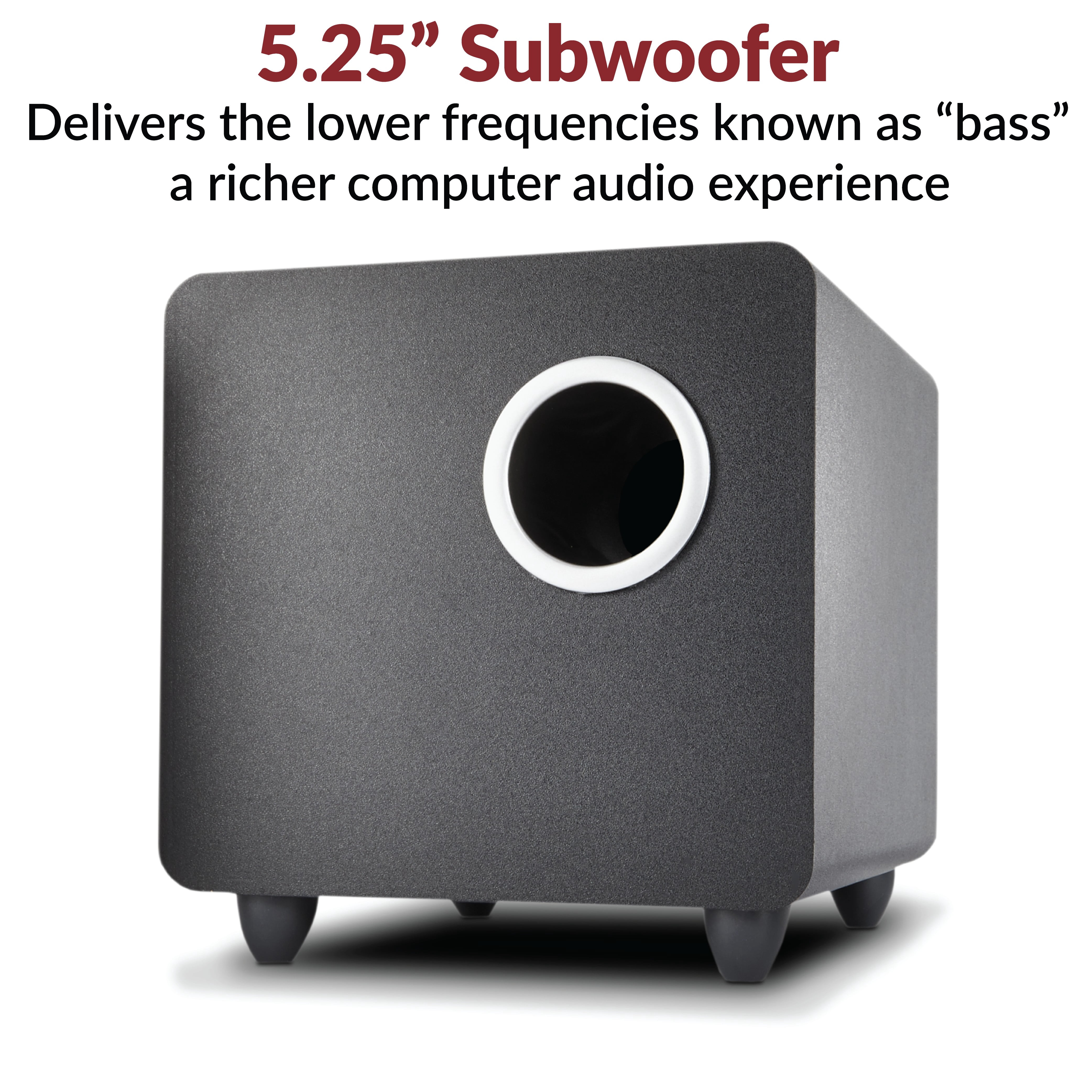 Cyber Acoustics CA-3610 3pc 62W (total) 2.1 Channel Speaker System with Subwoofer and Control Pod, Full Stereo Sound, Black