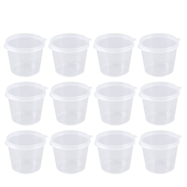 100 Pcs Gobelets Portion Jetables en Plastique Contenants de Portions Transparents avec Couvercles