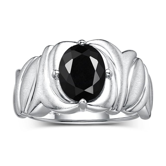 RYLOS Bagues pour Femmes Bague en Argent Sterling Solitaire Pierre Précieuse Ovale 9x7 mm avec Anneau Fini Satin Onyx d'Octobre Bijoux Taille 9