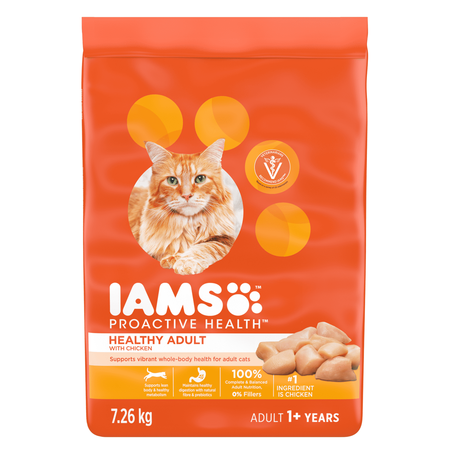 Iams Proactive Health Healthy Adult with Chicken Dry Cat Food  7.26kg