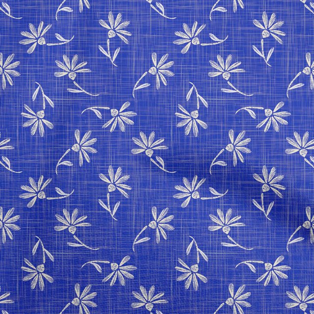 oneOone Georgette Viscose Blue Fabric Asian Block Craft Projects Decor Fabric Printed By The Yard 42 Inch Wide