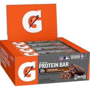 Gatorade Whey Protein Recover Bars, Chocolate Chip, 20g High-Protein Post-Workout Snack, 80g Bars, 12-Pack Case