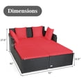 thumbnail image 2 of Gymax Rattan Patio Daybed Loveseat Sofa Yard Outdoor w/ Red Cushions Pillows, 2 of 10