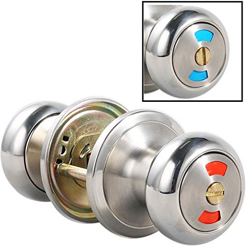 Mutex Bathroom Door Lock Knob, Color Indicator for Vacant or Occupied in Use Restroom, Thumbturn, Emergency Unlock, Fits Standard 2 1/8"" Doors