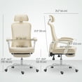 thumbnail image 3 of HOMCOM Chaise de Bureau Ergonomique, Chaise d'Ordinateur Inclinable en Maille, Beige, 3 of 10