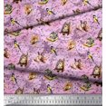 thumbnail image 3 of Soimoi Viscose Chiffon Fabric Owl,Squirrel & Rabbit Animal Printed Craft Fabric by The Yard 42 Inch Wide, 3 of 3