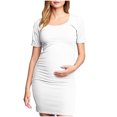 thumbnail image 1 of yoeyez Liquidation de Vêtements de Maternité Robe Grande Taille Femme Manches Courtes Col Rond Robe Simple Shower de Bébé Tenue Quotidienne Robe Soleil Robe Moulante Froncée Midi Robes Ajustées Blanc,TG, 1 of 6