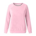 thumbnail image 4 of IROINID en Solde T-Shirt à Manches Longues en Polyester pour Femmes Confortable Col Rond Uni Chandail pour Dames Hauts Blouse, Pink, 4 of 4