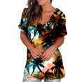 thumbnail image 2 of Hauts à Manches Courtes Grande Taille pour Femmes, T-Shirts à Col Rond Imprimé, Blouse Ample, T-Shirt Col en V pour Femmes en Liquidation, 2 of 5