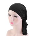 thumbnail image 2 of Fashion Women Reversible Adjustable Beading Braid Hat Muslim Ruffle Cancer Wrap Cap Sleep Caps Satin Lined Hair Bonnets, 2 of 3