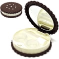 thumbnail image 1 of Cookie Shaped Contact Lens Case Travel Contact Lens Box with Mirror (Brown), 1 of 5