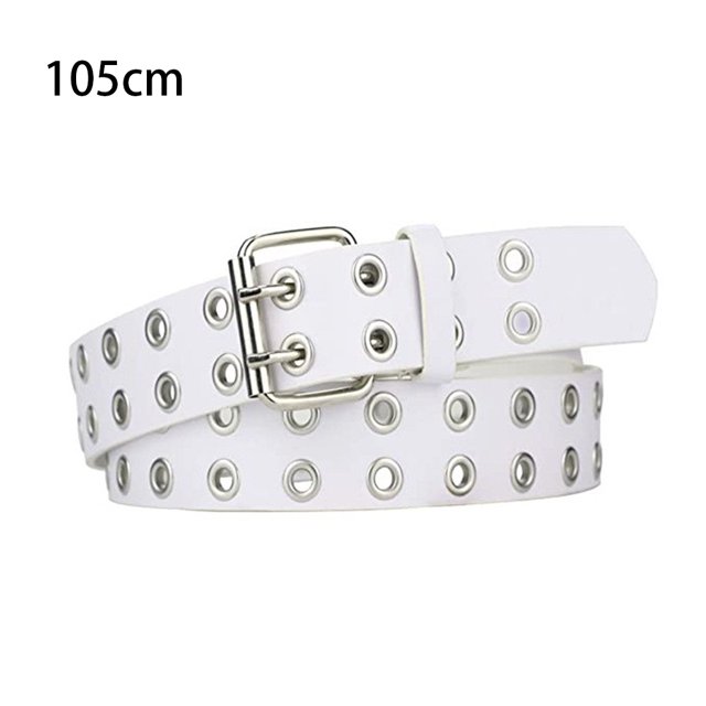 Langgg Ceinture Punk Boucle All Trend All Match pour Jeans Femmes Ceinture Intemporelle Résistante à l'Usure Blanc 105cm 2Set