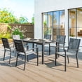 thumbnail image 2 of Outsunny Ensemble de Salle à Manger d'Extérieur 7 Pcs avec 6 Chaises Empilables et Table Rectangulaire, 2 of 10