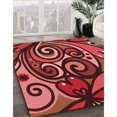 thumbnail image 3 of Ahgly Company Tapis Rond Lavable en Machine Intérieur Transitionnel Orange, 8 Pieds Rond, 3 of 7
