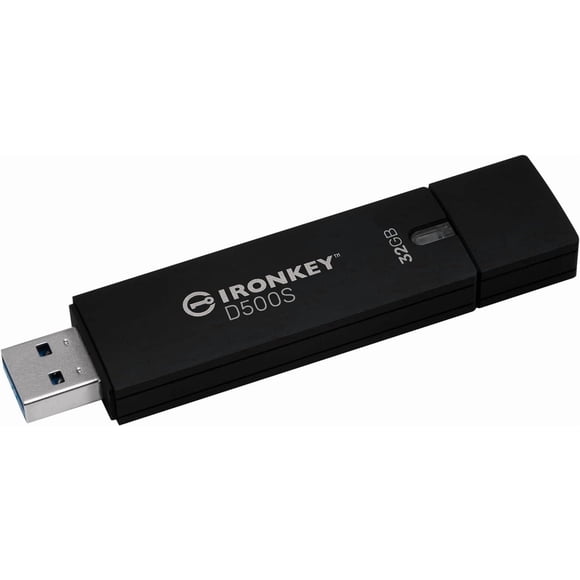 Kingston Ironkey D500S 32GB Encrypted Flash Drive | Dual Hidden Partition | FIPS 140-3 Level 3 | XTS-AES 256-bit | BadUSB and Brute Force Protection | Multi-Pin Option | IKD500S/32GB