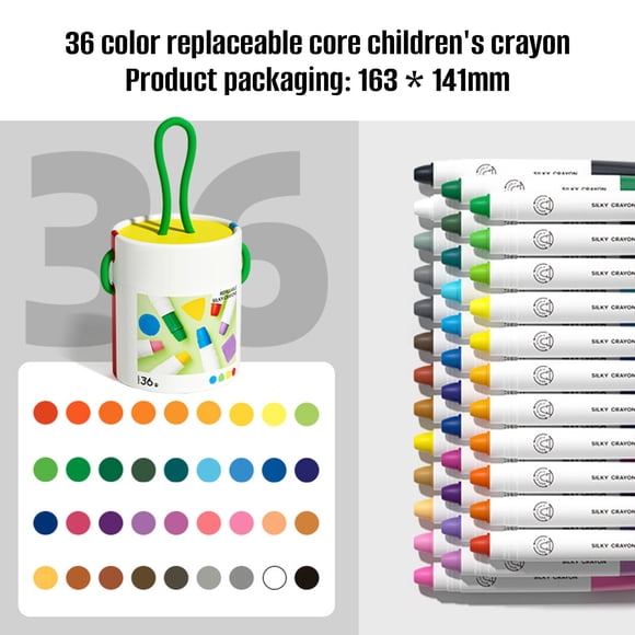 12/24/36pcs Mess-Free Washable Crayons For Toddlers Silk Speed Drying Crayon Oil Painting Stick Barrel Colorful Pen