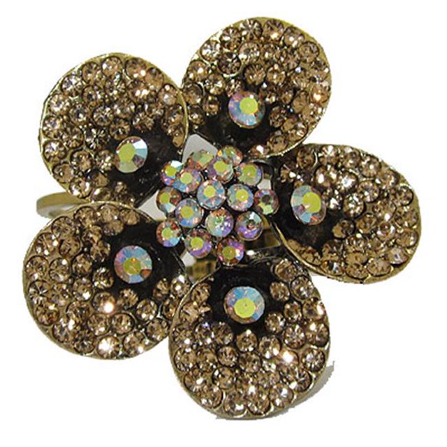 Designer Jewelry BG221G Crystal Flower Bangle Bracelet Cuff