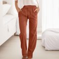 thumbnail image 2 of VEKDONE Womens Linen Long Pants Orange L, 2 of 4