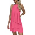 thumbnail image 1 of SMihono Robes Bohèmes d'Été pour Femmes Grande Taille Aguichant Mode Sans Manches Uni Col Rond Ample Robe Irrégulière pour Dames, 1 of 5