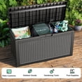 thumbnail image 3 of 60 gal Black Rattan Resin Deck Box - Water Resistant, Lockable for Patio, Garden, Cushions & Tools, 3 of 7