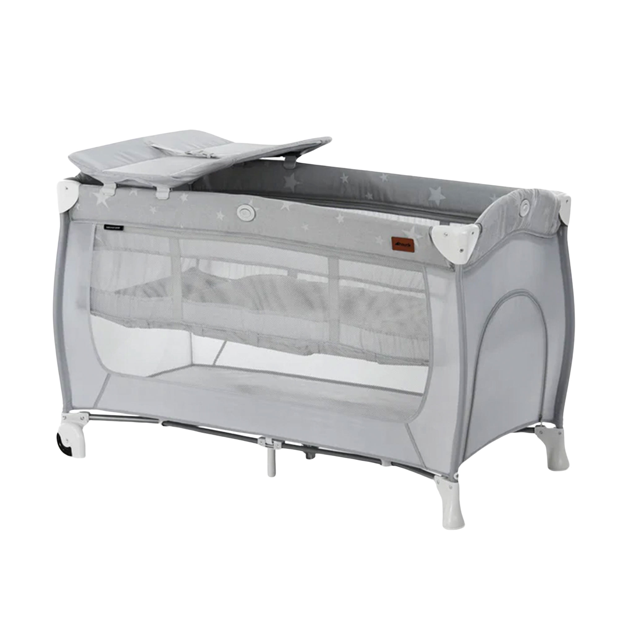 hauck Sleep N Play Center Portable Travel Cot w/Bassinet & Playpen, Stars Grey