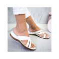 thumbnail image 1 of Woobling Women's Wedges Solid Color Slippers Backless Slides Non Slip Shoes Women Soft Open Toe White 6, 1 of 2