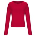 thumbnail image 4 of SROBPTY Longues Chandails à Manches pour Femmes, T-Shirt Décontracté à Col Rond pour Femmes à Manches Longues Rouge, TP, 4 of 4