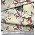 thumbnail image 3 of Soimoi Yellow Velvet Fabric Floral & Bird Print Fabric by Yard 60 Inch Wide, 3 of 3