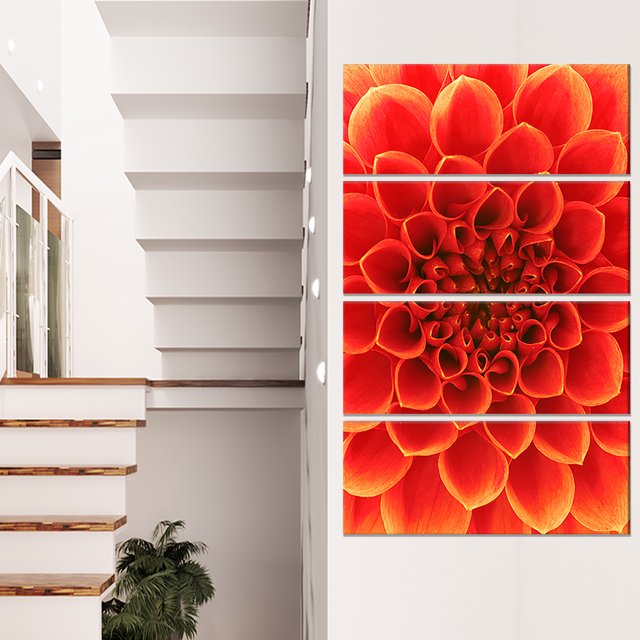 Orange Abstract Floral Design - Floral Canvas Art Print