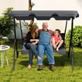 thumbnail image 4 of Costway Patio 3 Seats Canopy Swing Glider Hammock Steel Frame Cushioned Backyard Grey, 4 of 10