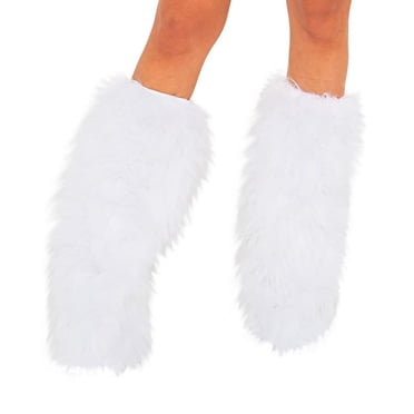 WTXUE Leg Warmer, Faux Fuzzy Leg Warmers for Women Girls Boot Cuff Cover Covers Christmas Cosplay Party Accessory Set, White