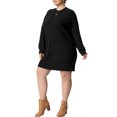 thumbnail image 4 of GRACE & GRANDEUR Robe Chandail Grande Taille pour Femmes à Manches Longues en Tricot, Chandail Court, Robes Chandail Armée 1X Noir, 4 of 7