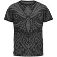 thumbnail image 1 of T-shirt à Col Contrastant pour Hommes Trippy Tribal Owl, 1 of 1