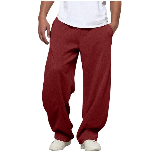 Erwazi Sweatpants for Men Wide Leg Drawstring Elastic Waist Open Bottom Athletic Pants Solid Casual Comfy Running Trousers with Pockets