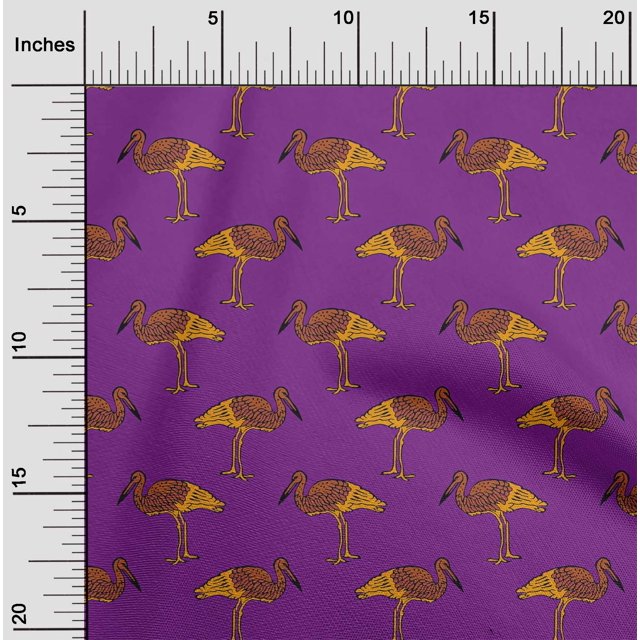 oneOone Tissu Popeline de Coton Imprimé Héron pour Couture Largeur 56 Pouces