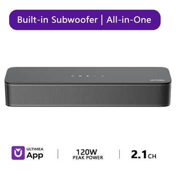 ULTIMEA Barre de Son 2.1 Ch pour Télé, Caisson de Basses Intégré, Puissance de Crête 132 W, Contrôle par Application, Haut-Parleurs de Télé Bluetooth 5.4 de 16 Pouces, Barre de Son Tout-en-un pour PC pour Jeu, Opt/AUX/support Mural, Poseidon M20 Pro