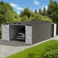 thumbnail image 1 of Sunjoy 13 ft. x 20 ft. Outdoor Storage Shed, Carport, Light Grey, 1 of 11