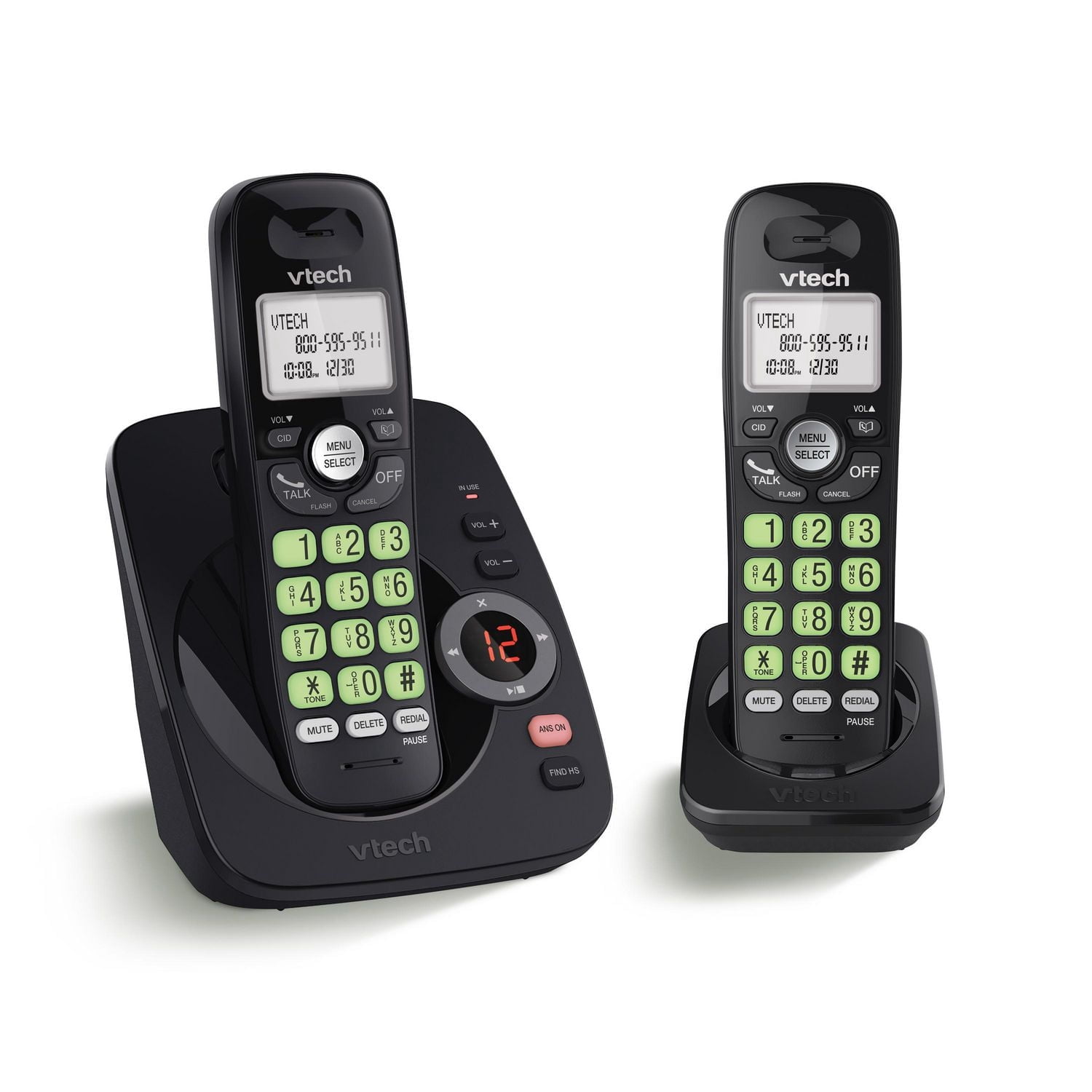Système de répondeur sans fil DECT 6,0 à 2 combinés sans fil et afficheur des données de l'appelant/ appel en attente CS6224-21 de VTech (noir)