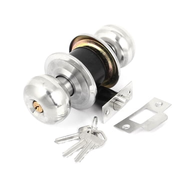 Unique Bargains Bathroom Bedroom Door Handle Knob Entrance Key Lock Locking Latch