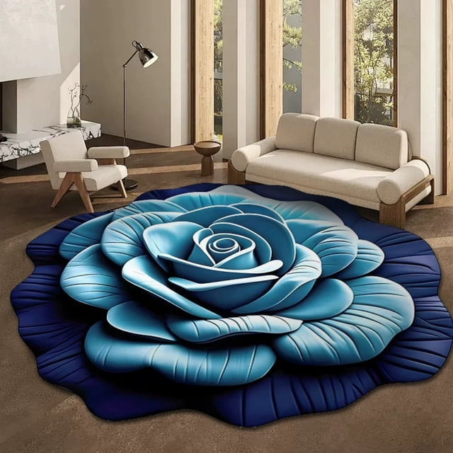 3D Visual Stereo Flower Carpet Non- Diatomite Floor Mat for Living Room Bedroom Bathroom Door Super Absorbent Easy Clean Decorative Rug