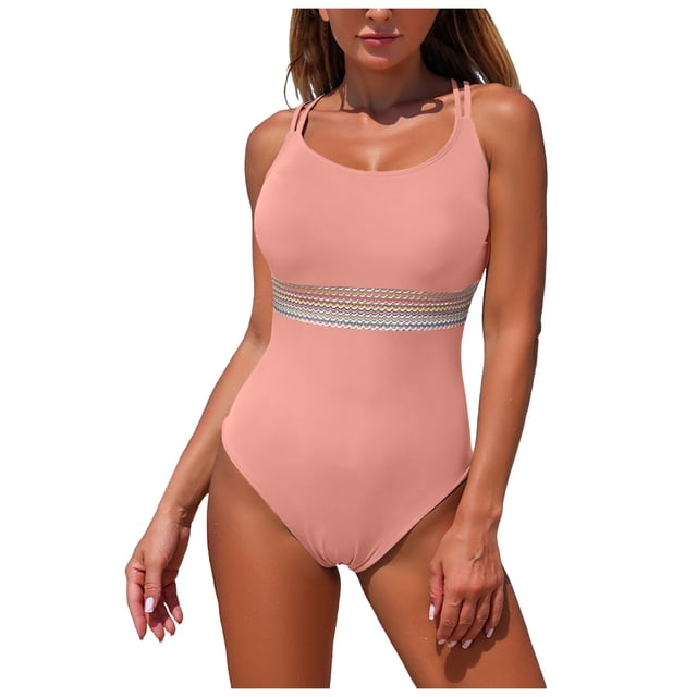 WUANDIXFA Maillot de Bain une Pièce pour Femmes à Effet Ventre Plat, Robe de Bain Mode pour Femmes, Maillots Rehausseur, Maillot de Bain une Pièce, Rose, G