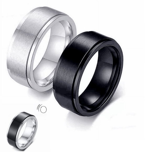 Rotatable Titanium Steel Ring Men's Stainless Steel Rotating Ring Black Hand Jewelry Easy to wear