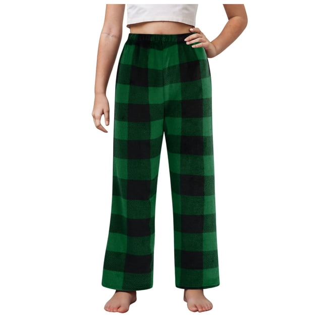 Ketyyh-chn99 Pantalons de Jogging à Enfiler pour Tout-Petits et Garçons, Pantalons Longs à Carreaux Rouges pour Adolescents Garçons et Filles, Pyjamas pour Tenues d'Intérieur Assorties en Famille pour 9-10 Ans, Vert
