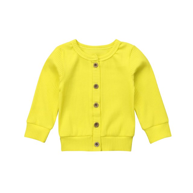 Boys Girls Button-down Cardigan Solid Color Sweater Casual Outerwear