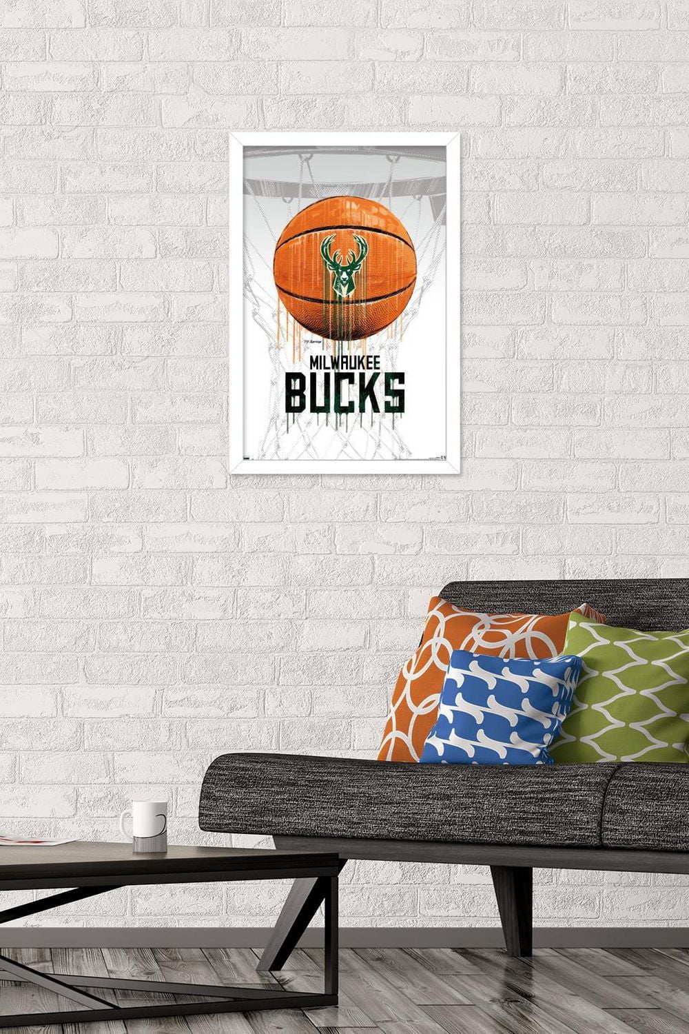 NBA Milwaukee Bucks - Drip Ball 20 Wall Poster, 22.375" x 34" Framed
