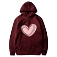 thumbnail image 5 of Plebaso Women's Heart Printed Hoodies Drawstring Long Sleeve Sweatshirts Loose Pullover Tops with Pockets, 5 of 5